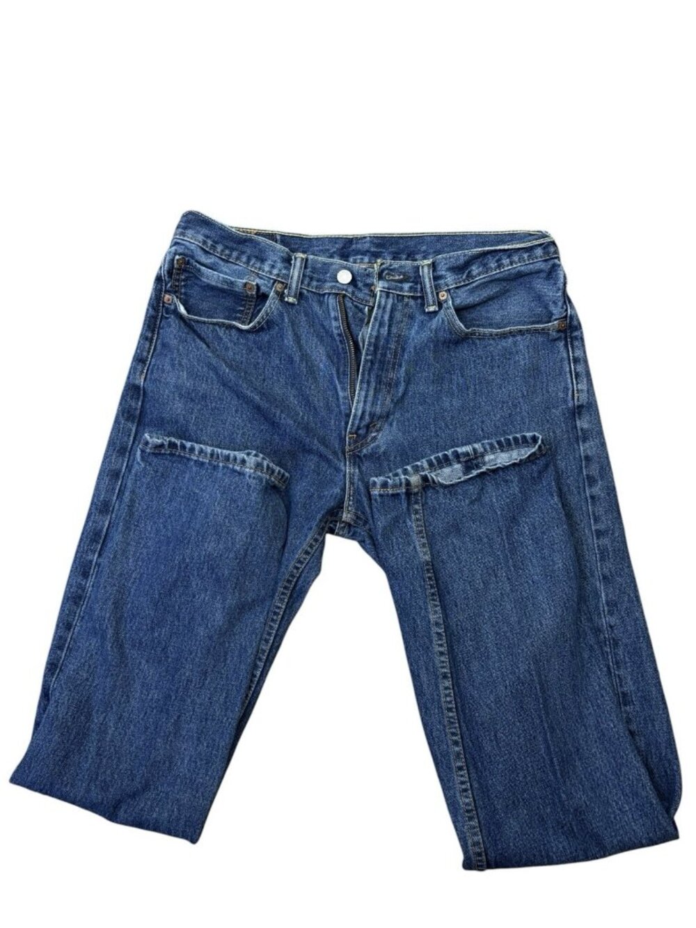 Levi's 505 Men's Blue Jeans, Size 34x34 GRUNGE WESTERN PREPPY CLASSIC Red Tab - Picture 2 of 6